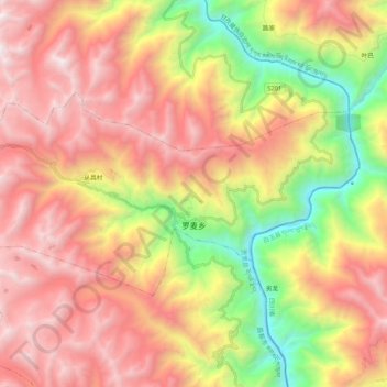 Mappa topografica 罗麦乡, altitudine, rilievo