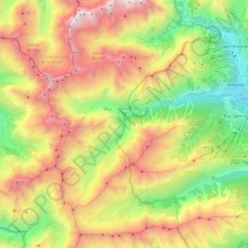 Mappa topografica Vallouise, altitudine, rilievo