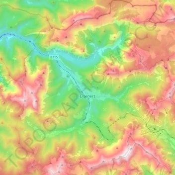 Mappa topografica Eisenerz, altitudine, rilievo