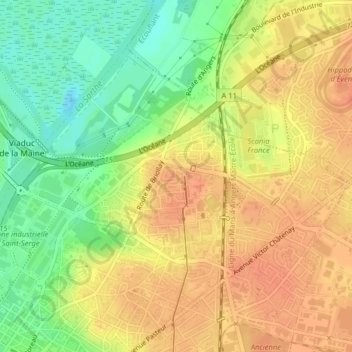Mappa topografica Monplaisir, altitudine, rilievo