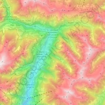 Mappa topografica St. Leonhard in Passeier - San Leonardo in Passiria, altitudine, rilievo
