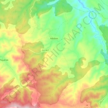 Mappa topografica Adobes, altitudine, rilievo