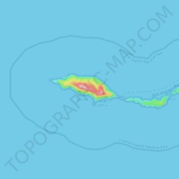 Mappa topografica Anacapa Island, altitudine, rilievo