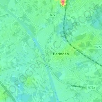 Mappa topografica Beringen, altitudine, rilievo