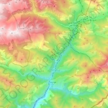 Mappa topografica Fontan, altitudine, rilievo