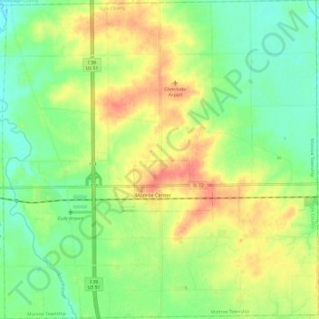 Mappa topografica Monroe Township, altitudine, rilievo