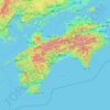 Mappa topografica Shikoku, altitudine, rilievo
