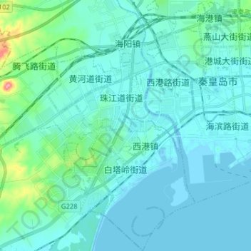 Mappa topografica 白塔岭街道, altitudine, rilievo
