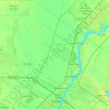 Mappa topografica Rural Municipality of West St. Paul, altitudine, rilievo