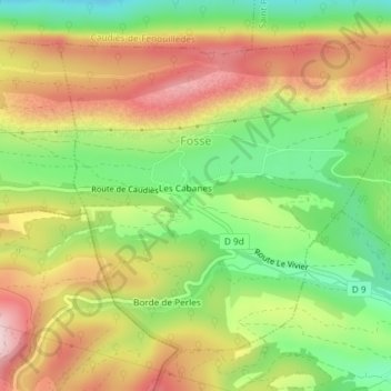 Mappa topografica Fosse, altitudine, rilievo