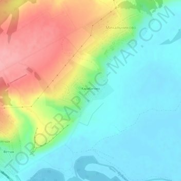 Mappa topografica Карабатово, altitudine, rilievo