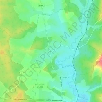 Mappa topografica Ougny, altitudine, rilievo