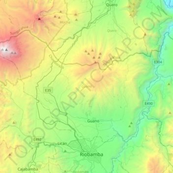 Mappa topografica Guano, altitudine, rilievo