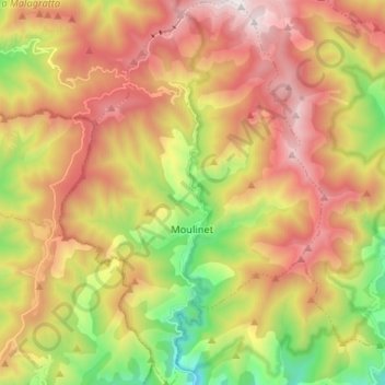 Mappa topografica Moulinet, altitudine, rilievo