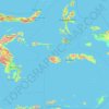 Mappa topografica Kepulauan Maluku, altitudine, rilievo