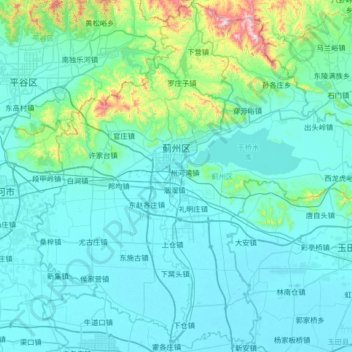 Mappa topografica 蓟州区, altitudine, rilievo