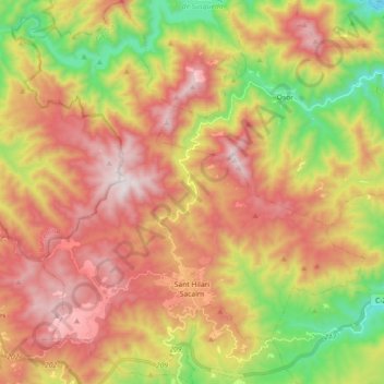 Mappa topografica Sant Hilari Sacalm, altitudine, rilievo
