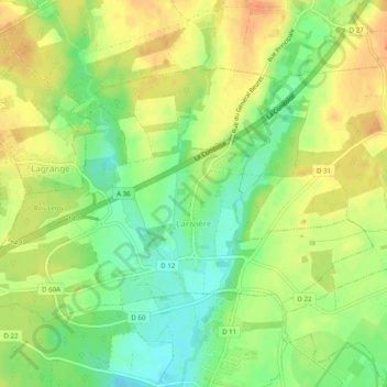 Mappa topografica Larivière, altitudine, rilievo