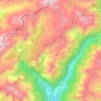 Mappa topografica Baceno, altitudine, rilievo