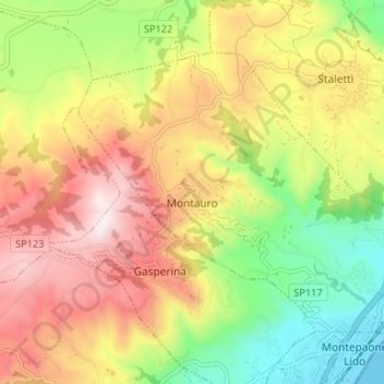 Mappa topografica Montauro, altitudine, rilievo