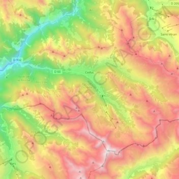 Mappa topografica Ceillac, altitudine, rilievo