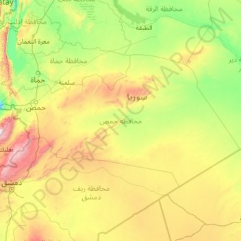 Mappa topografica Homs Governorate, altitudine, rilievo