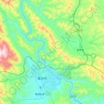 Mappa topografica 允景洪街道, altitudine, rilievo