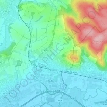 Mappa topografica Lieblos, altitudine, rilievo
