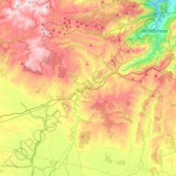 Mappa topografica Abadín, altitudine, rilievo