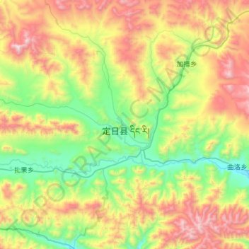 Mappa topografica 协格尔镇, altitudine, rilievo
