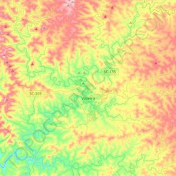 Mappa topografica Videira, altitudine, rilievo