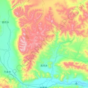 Mappa topografica 克玛乡, altitudine, rilievo