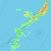 Mappa topografica Okinawa Island, altitudine, rilievo