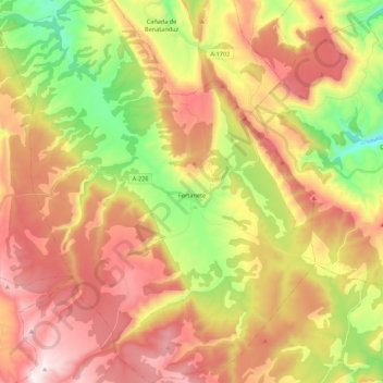 Mappa topografica Fortanete, altitudine, rilievo