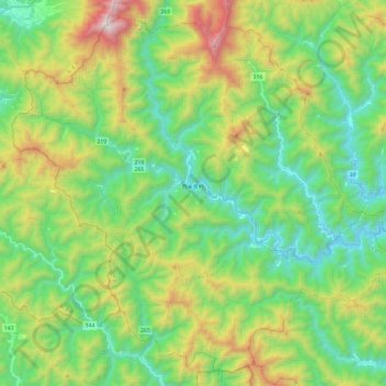 Mappa topografica Nishi Mera, altitudine, rilievo
