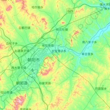 Mappa topografica 双塔区, altitudine, rilievo