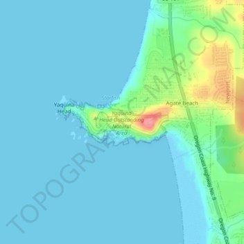 Mappa topografica Yaquina Head Outstanding Natural Area, altitudine, rilievo
