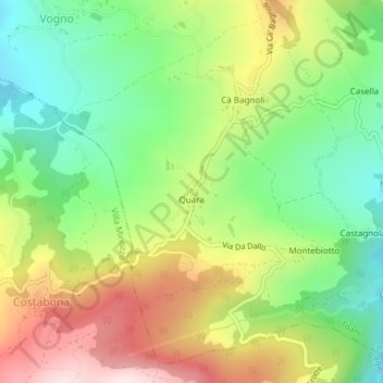 Mappa topografica Quara, altitudine, rilievo