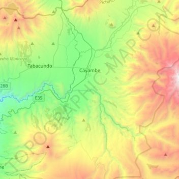 Mappa topografica Cayambe, altitudine, rilievo