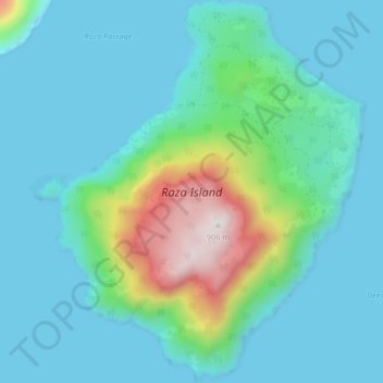 Mappa topografica Raza Island, altitudine, rilievo