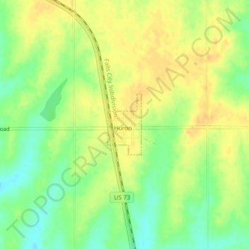 Mappa topografica Huron, altitudine, rilievo