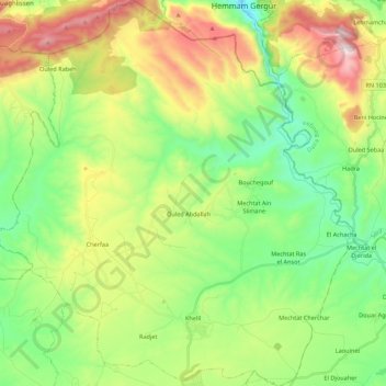 Mappa topografica Khelil, altitudine, rilievo