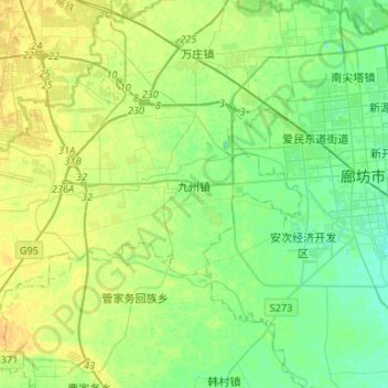 Mappa topografica 九州镇, altitudine, rilievo
