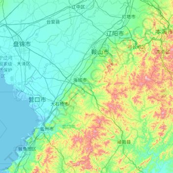 Mappa topografica 鞍山市, altitudine, rilievo
