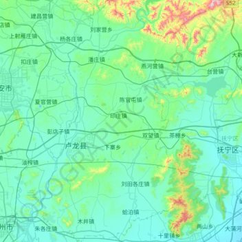 Mappa topografica 卢龙县, altitudine, rilievo