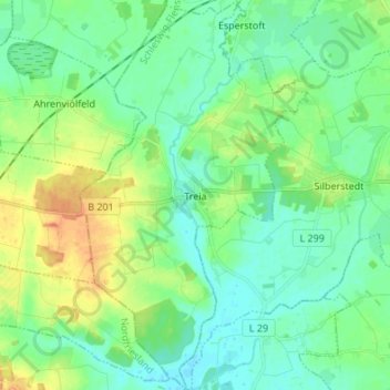 Mappa topografica Treia, altitudine, rilievo