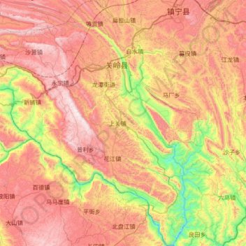 Mappa topografica 关岭布依族苗族自治县, altitudine, rilievo