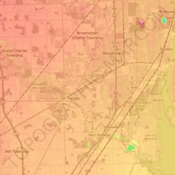 Mappa topografica Brownstown Charter Township, altitudine, rilievo
