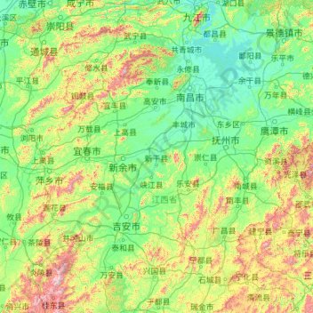 Mappa topografica 赣江, altitudine, rilievo
