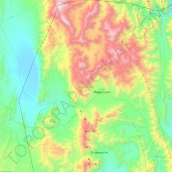 Mappa topografica Miquihuana, altitudine, rilievo